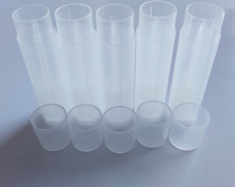 Lip Balm Tubes Empty Opaque Plastic Containers Twist-Up with Lids brand new for lip balm salve making - choose quantity 5 or 10