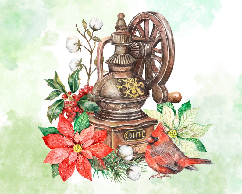 Aquarell Weihnachten Clipart. Wintervogel. Holly Beeren Holly | Etsy