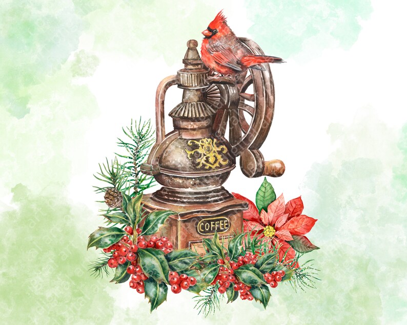 Aquarell Weihnachten Clipart. Wintervogel. Holly Beeren Holly | Etsy