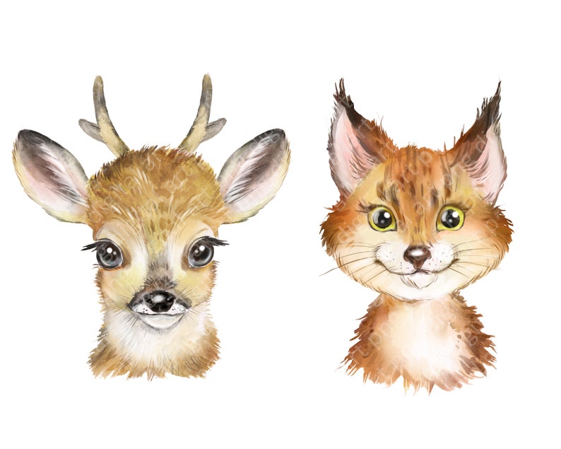 Download Woodland animals watercolor clipart. Forest cute animals ...