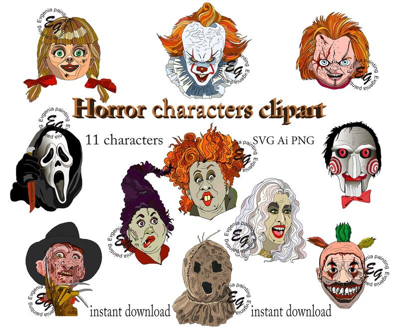 Halloween Horror Movie Clipart vector Iconic Movie Instant | Etsy