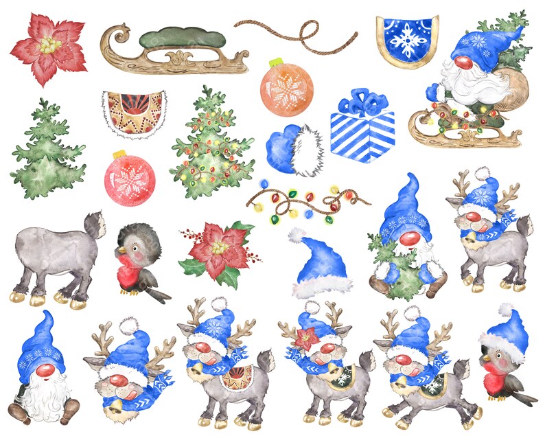 Download Watercolor Christmas gnomes clipart png. Scandinavian ...