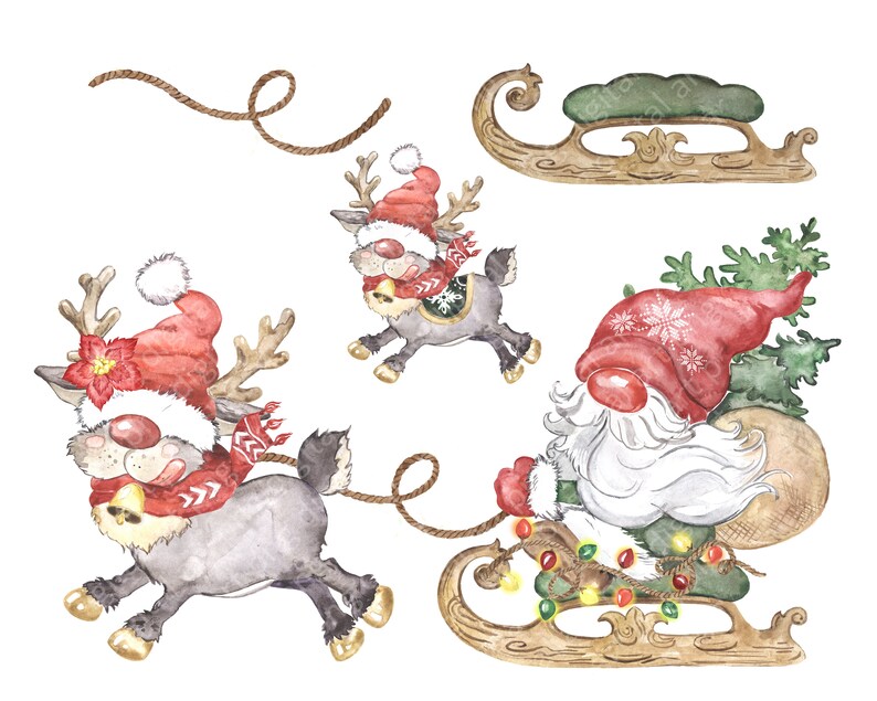 Download Watercolor Christmas gnomes clipart png. Scandinavian ...