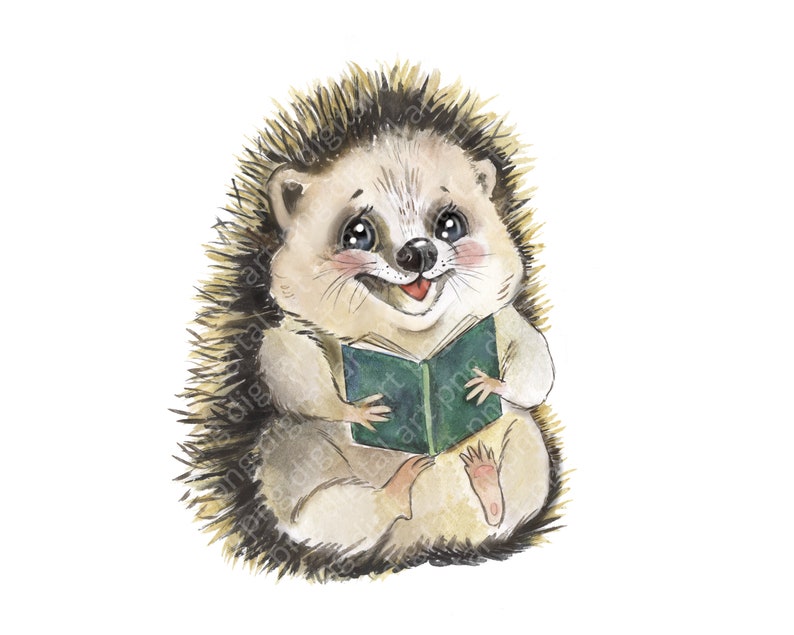 Hedgehog family watercolor clipart. Cute little hedgehog | Etsy