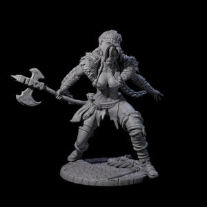 Sava - Grimancing Barbarian Miniature for D&D, Dungeons and Dragons, Pathfinder and many other tabletop games