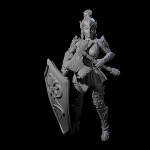 Heavy Shield Fighter Miniature for D&D, Dungeons and Dragons, Pathfinder and many other tabletop games