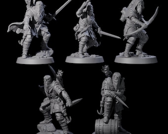 Five Rough Road Bandits Miniature for D&D, Dungeons and Dragons, Pathfinder and many other tabletop games