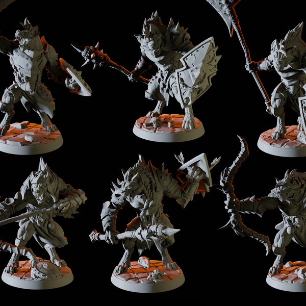 Six Gnoll Miniatures for D&D, Dungeons and Dragons, Pathfinder and many other tabletop games