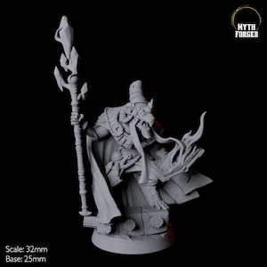 Sinister Ratfolk Necromancer Miniature for D&D, Dungeons and Dragons, Pathfinder and many other tabletop games