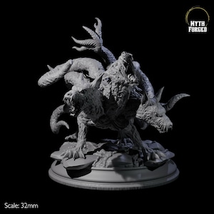 Raging Cerberus Miniature for D&D, Dungeons and Dragons, Pathfinder and many other tabletop games