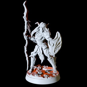 Female Sea Elf Miniature with spear and shield for D&D, Dungeons and Dragons, Pathfinder and many other tabletop games