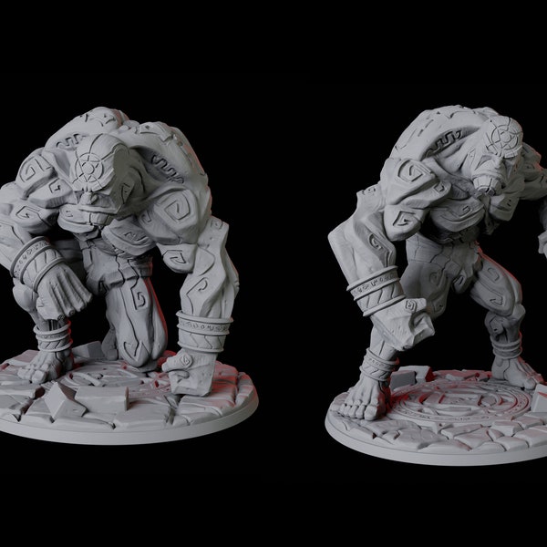 Two Stone Golem Miniatures for D&D, Dungeons and Dragons, Pathfinder and many other tabletop games