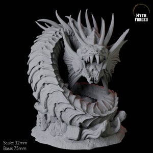 Coiled Giant Snake Miniature B for D&D, Dungeons and Dragons, Pathfinder and many other tabletop games