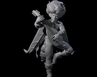 Crazy Hair Bard Miniature for D&D, Dungeons and Dragons, Pathfinder and many other tabletop games