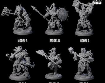 Orc Raiders Miniature Set of 6: D&D, Pathfinder, Tabletop RPG