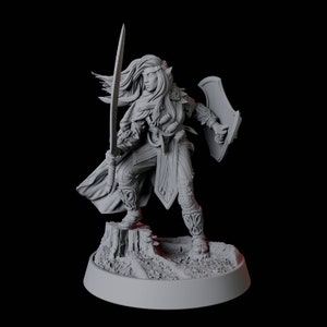 Elfen Kämpferin Miniatur - D&D, Dungeons and Dragons, Pathfinder und viele andere Tabletop Spiele