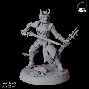 Tiefling Bard Miniature B for D&D, Dungeons and Dragons, Pathfinder and many other tabletop games