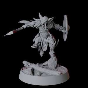 Leaping Goblin Spearman Miniature for D&D, Dungeons and Dragons, Pathfinder and many other tabletop games