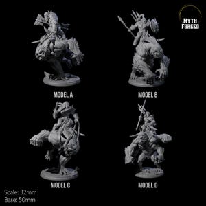 Orc Raiders Riding Barlguras Miniature for D&D, Dungeons and Dragons, Pathfinder and many other tabletop games