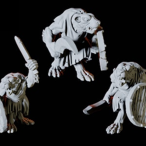 Three Rat Folk/Fighters/Skaven for D&D, Dungeons and Dragons, Pathfinder and many other tabletop games