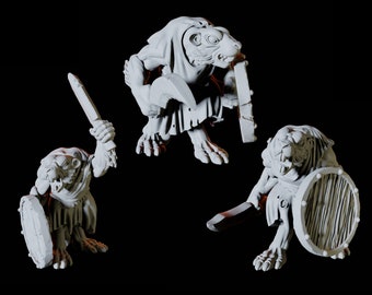 Three Rat Folk/Fighters/Skaven for D&D, Dungeons and Dragons, Pathfinder and many other tabletop games