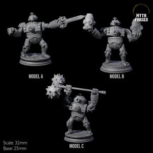 Three Ticking Clockwork Soldiers Miniature voor D&D, Dungeons and Dragons, Pathfinder en vele andere tafelspellen