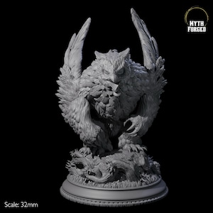 Menacing Owlbear Miniature for D&D, Dungeons and Dragons, Pathfinder and many other tabletop games