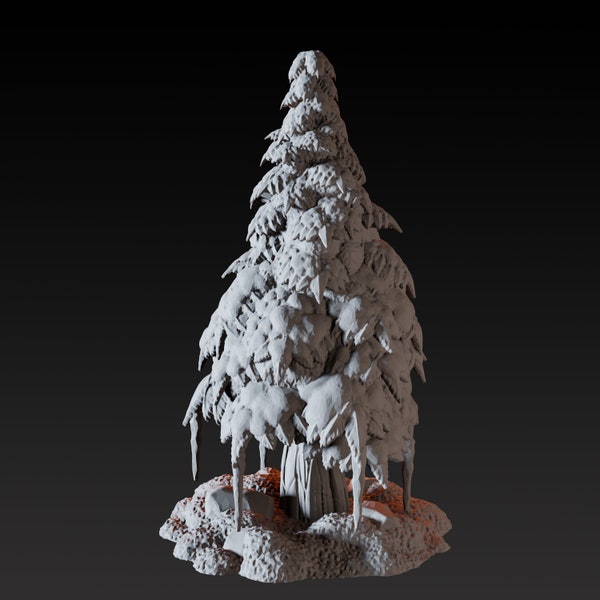 Snowy Pine Tree Arctic Scatter Terrain Miniature for D&D, Dungeons and Dragons, Pathfinder and many other tabletop games