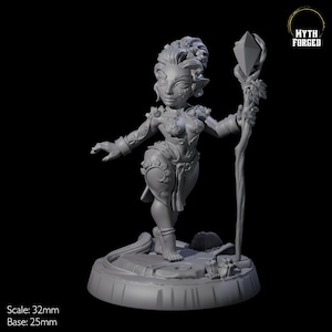Sexy Female Forest Halfling Pin-up Miniature for D&D, Dungeons and Dragons, Pathfinder and many other tabletop games