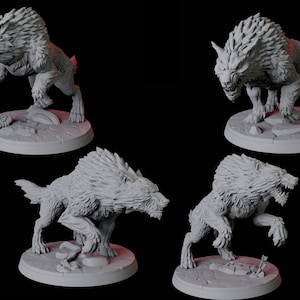 Four Stalking Wolves Miniature for D&D, Dungeons and Dragons, Pathfinder and many other tabletop games