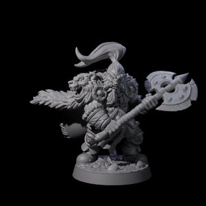 Grizzled Axe Fighter Miniature for D&D, Dungeons and Dragons, Pathfinder and many other tabletop games