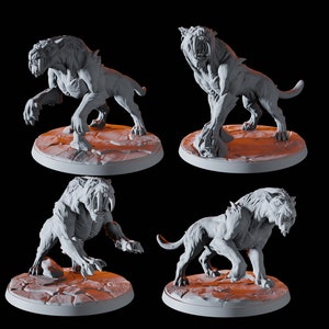 Sabre-Toothed Tiger Miniatures for D&D, Dungeons and Dragons, Pathfinder and many other tabletop games