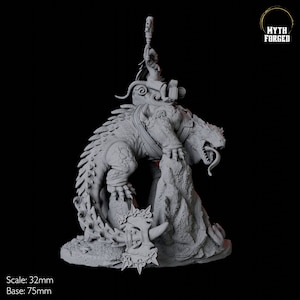 Lizardfolk riding giant Lizard Miniature C for D&D, Dungeons and Dragons, Pathfinder and many other tabletop games
