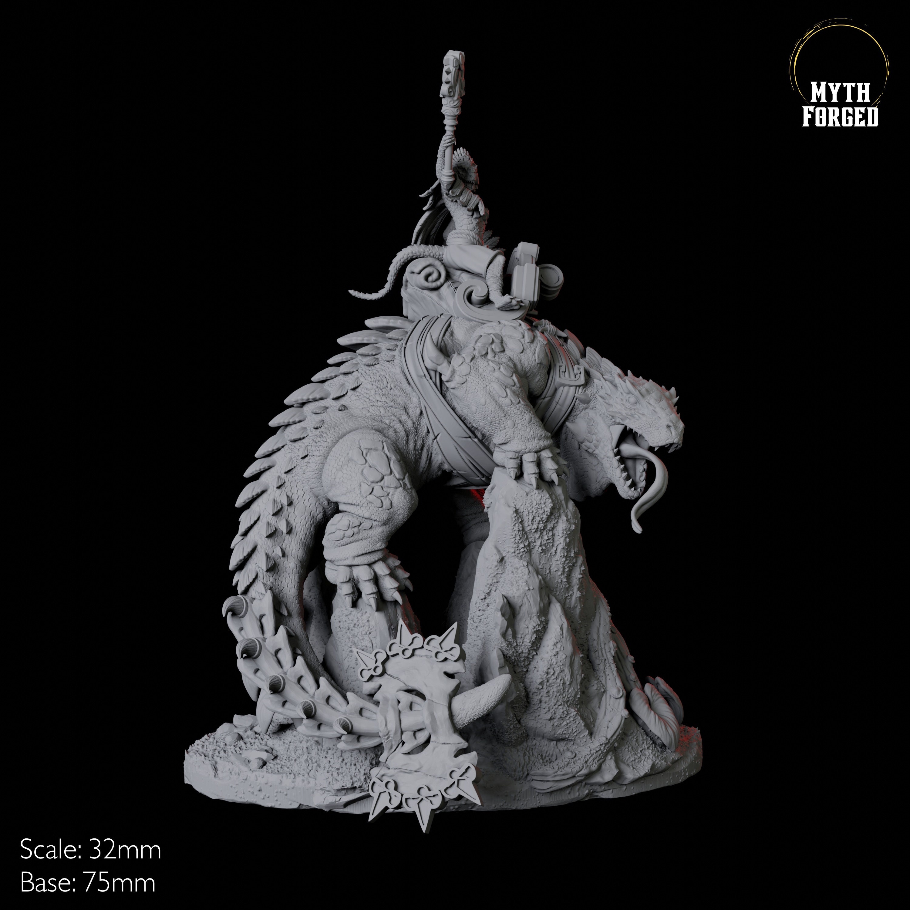 Rogue Trader Lizard Riding Lizardfolk Riding Giant Lizard Miniature C for D&D, Dungeons and ...