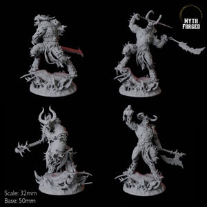 Four Savage Roru Demon Miniatures for D&D, Dungeons and Dragons, Pathfinder and many other tabletop games