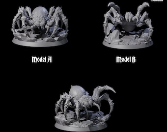 Three Spinning Giant Spiders Miniature for D&D, Dungeons and Dragons, Pathfinder and many other tabletop games