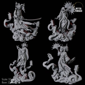 Four Corrupted Geisha Sorcerer Miniatures for D&D, Dungeons and Dragons, Pathfinder and many other tabletop games