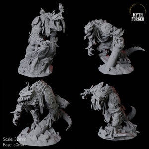 Four Crocodile Lizardfolk Warriors Miniatures for D&D, Dungeons and Dragons, Pathfinder and many other tabletop games
