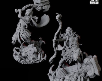 Two Battlemaiden Giantess Miniature for D&D, Dungeons and Dragons, Pathfinder and many other tabletop games