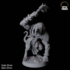 Ratfolk Brute Miniature B for D&D, Dungeons and Dragons, Pathfinder and many other tabletop games