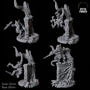 Four Grung or Lizardfolk Rogue Miniatures for D&D, Dungeons and Dragons, Pathfinder and many other tabletop games