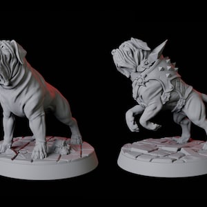 Pair of Armoured Dog Miniatures for D&D, Dungeons and Dragons, Pathfinder and many other tabletop games