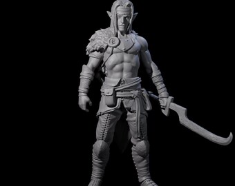 Dangerous Elf Barbarian Miniature for D&D, Dungeons and Dragons, Pathfinder and many other tabletop games