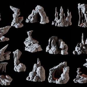 15 Cave Scatter Terrain Miniaturen für D&D, Dungeons and Dragons, Pathfinder und viele andere Tabletop Spiele