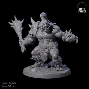 Smashing Ogre A Miniature for D&D, Dungeons and Dragons, Pathfinder and many other tabletop games