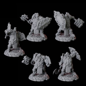 Five Heavy Armour Dwarf Miniatures for D&D, Dungeons and Dragons, Pathfinder and many other tabletop games