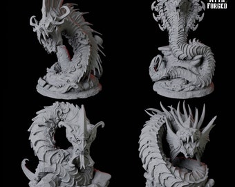 Coiled Snake Miniatures Set of 4: D&D, Pathfinder, Tabletop Games