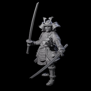 Duel Sword Wielding Samurai Miniature for D&D, Dungeons and Dragons, Pathfinder and many other tabletop games