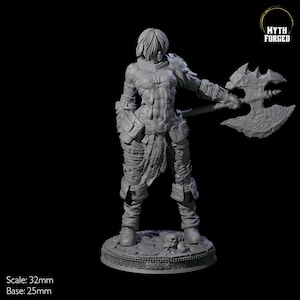 Female Imposing Barbarian Warrior Miniature - D&D, Dungeons and Dragons, Pathfinder and many other tabletop games