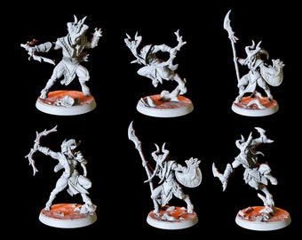 Six Satyr Fey Warriors Soldiers for D&D, Dungeons and Dragons, Pathfinder and many other tabletop games